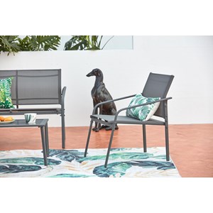 Etiora salon jardin bas gris 4 places en acier