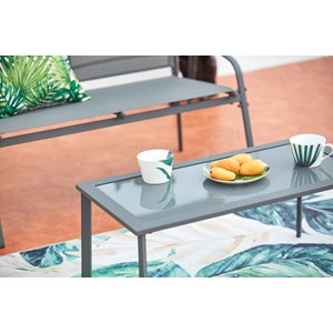 Etiora salon jardin bas gris 4 places en acier