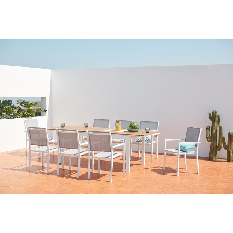 Madeira salon de jardin repas 8 places en aluminium