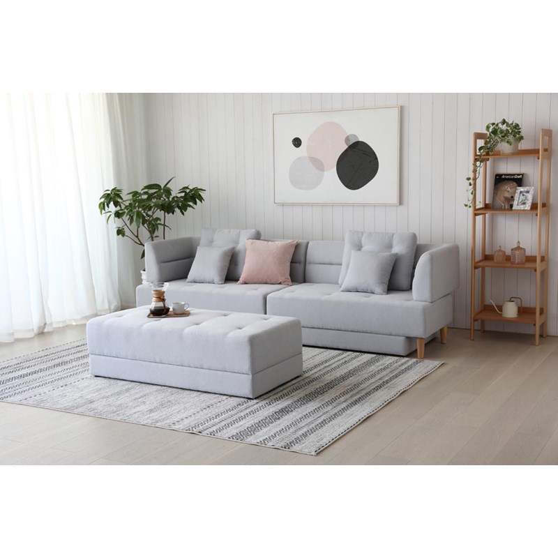 Berga canapé multifonction 4 places en tissu gris clair