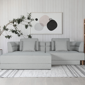 Berga canapé 4 places multifonction en tissu gris clair