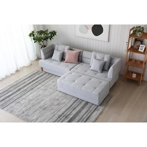 Berga canapé multifonction 4 places en tissu gris clair