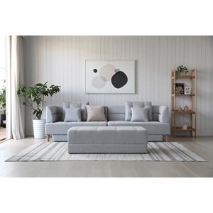 Berga canapé multifonction 4 places en tissu gris clair