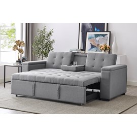 Noho canapé convertible 3 places en tissu gris clair