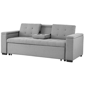 Noho canapé convertible 3 places en tissu gris clair