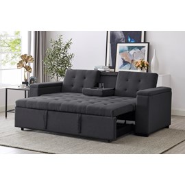 Noho canapé convertible 3 places en tissu gris foncé