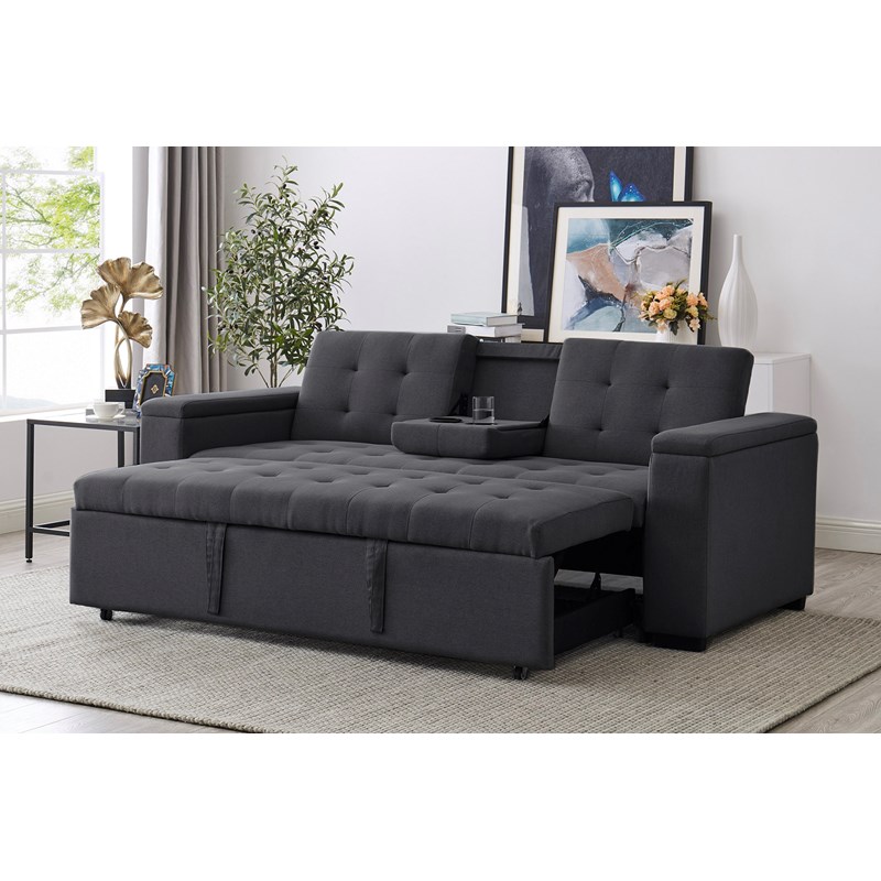 Noho canapé convertible 3 places en tissu gris foncé