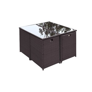 Florida salon de jardin encastrable marron-blanc 8 places