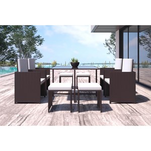 Florida salon de jardin encastrable marron-blanc 8 places