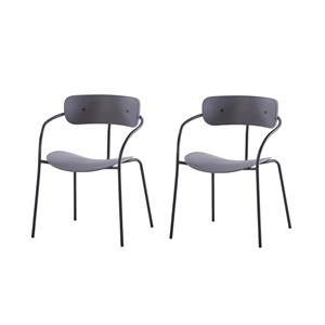 Alexia lot de 2 chaises design gris foncé
