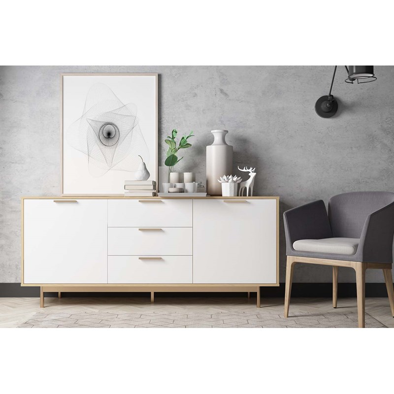 Fyn buffet scandinave blanc et bois naturel