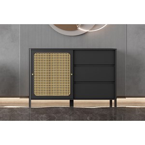 Bali buffet en bois noir effet cannage