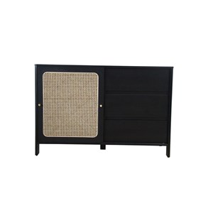 Bali buffet en bois noir effet cannage