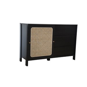 Bali buffet en bois noir et cannage