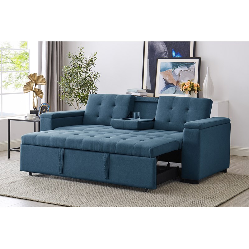 Noho canapé convertible 3 places en tissu bleu pétrole