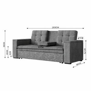 Noho canapé convertible 3 places en tissu beige
