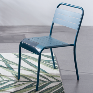 Bergame -lot de 4 chaises en acier bleu