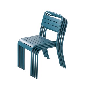 Bergame lot de 4 chaises en acier bleu