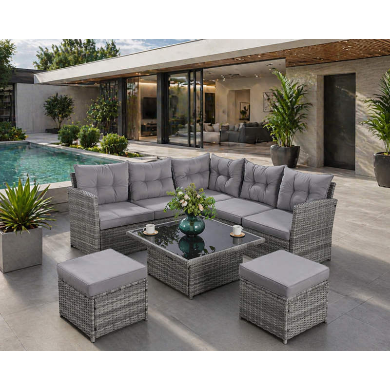Concept Usine - Viana salon de jardin 6 places gris