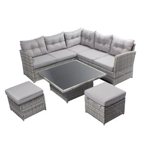 Viana salon de jardin 6 places gris