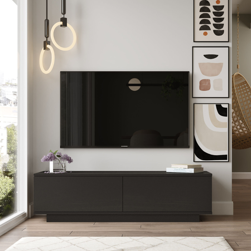 Meli meuble tv design noir 140cm