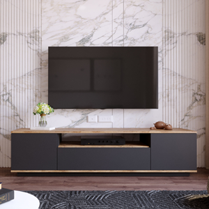 Tyro - meuble tv gris et bois 180 cm