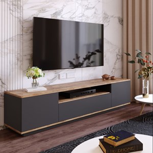 Tyro meuble tv gris et bois 180 cm