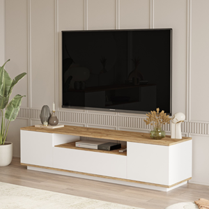 Tyro meuble tv blanc et bois 180cm