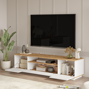 Tyro meuble tv blanc et bois 180cm