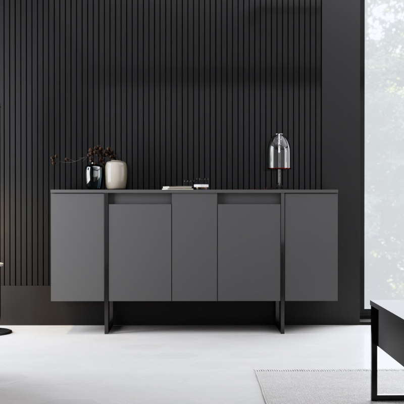 Boras buffet design noir 4 portes