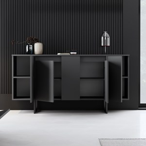 Boras buffet design noir 4 portes