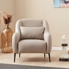Brissett fauteuil beige avec coussin en lin