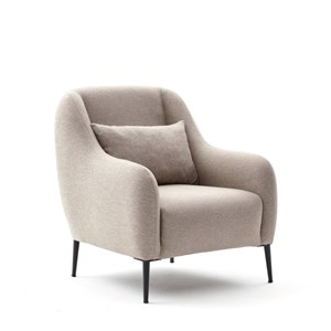 Brissett fauteuil beige avec coussin en lin