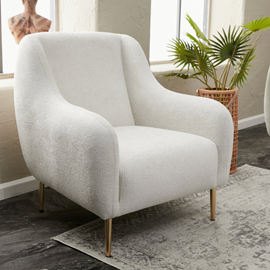 Negan fauteuil blanc - pieds dorés