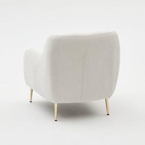 Negan fauteuil blanc - pieds dorés