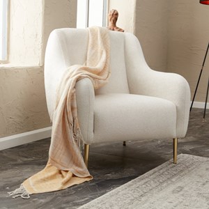 Negan fauteuil blanc - pieds dorés