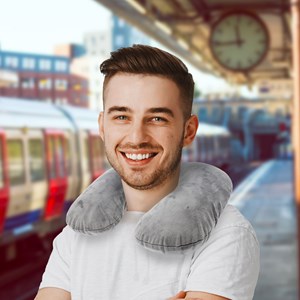 Tour de cou gonflable, housse polaire lavable 40°c, pochette, voyage