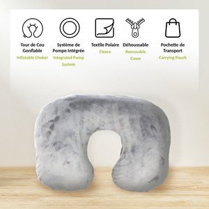 Tour de cou gonflable, housse polaire lavable 40°c, pochette, voyage