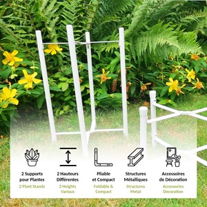 Lot de 2 supports pour plantes métal 20 et 40 cm pliables