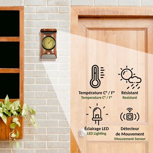 Lampe led solaire 28 led, détecteur mouvement, thermomètre, jardin