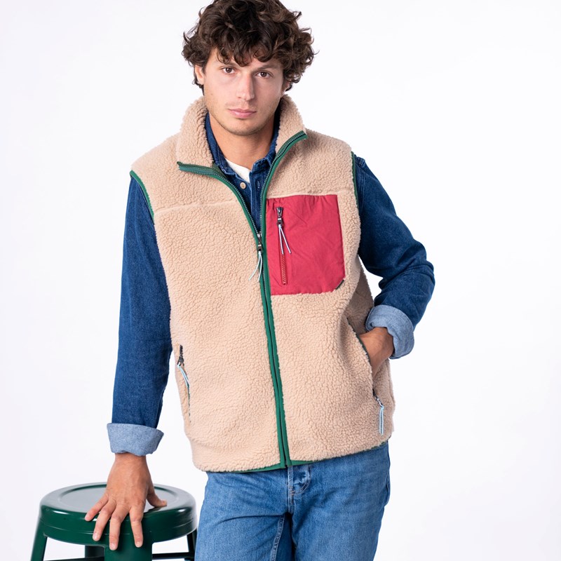 Billybelt - Veste sherpa sans manches mixte naturel