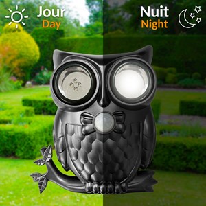Applique hibou extérieur, détecteur 3m, led orientables, ip44