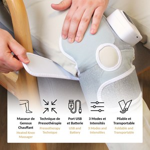 Masseur pressothérapie genoux, 3 modes, chaleur, usb