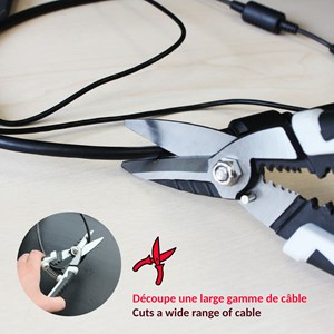 Ciseaux multifonctions - coupe, dénude et sertit les câbles - acier crv60