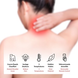 Couvre-épaules chauffant 60x62 cm, polaire, 3 niveaux