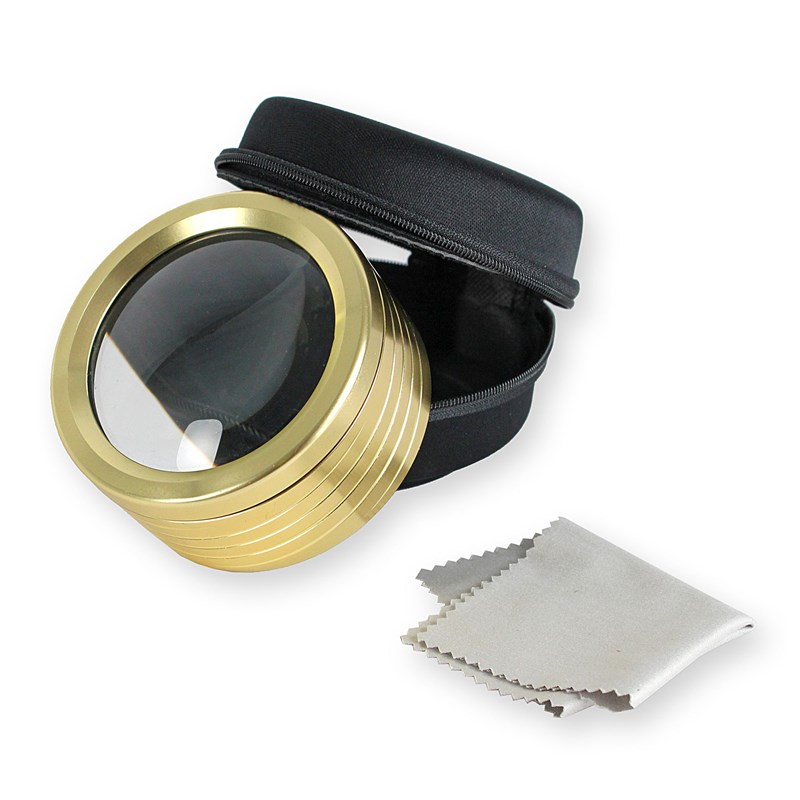 Loupe led grossissement x5 - design doré élégant - lentille verre ø7 cm