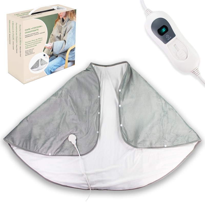 Cape chauffante xxl velours, 3 niveaux 35-45°c, 150x90 cm
