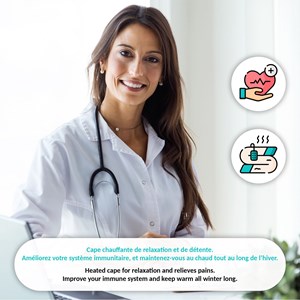 Cape chauffante xxl velours, 3 niveaux 35-45°c, 150x90 cm