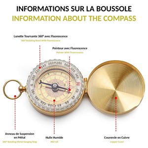 Boussole fishtec phosphorescente gold