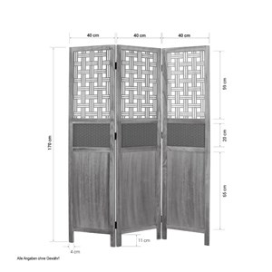 Paravent 3 pans en bois clair